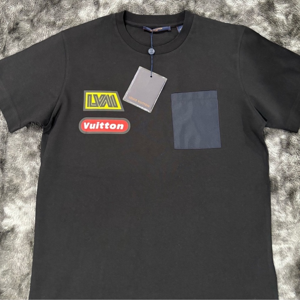 Louis Vuitton Black T-Shirt with Yellow and Red Accents